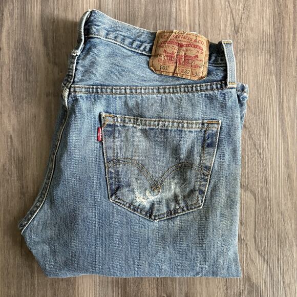 Levi's Other - Levis 501 XX Jeans Mens 32x30 Blue Medium Washed Denim Straight Button Fly Work